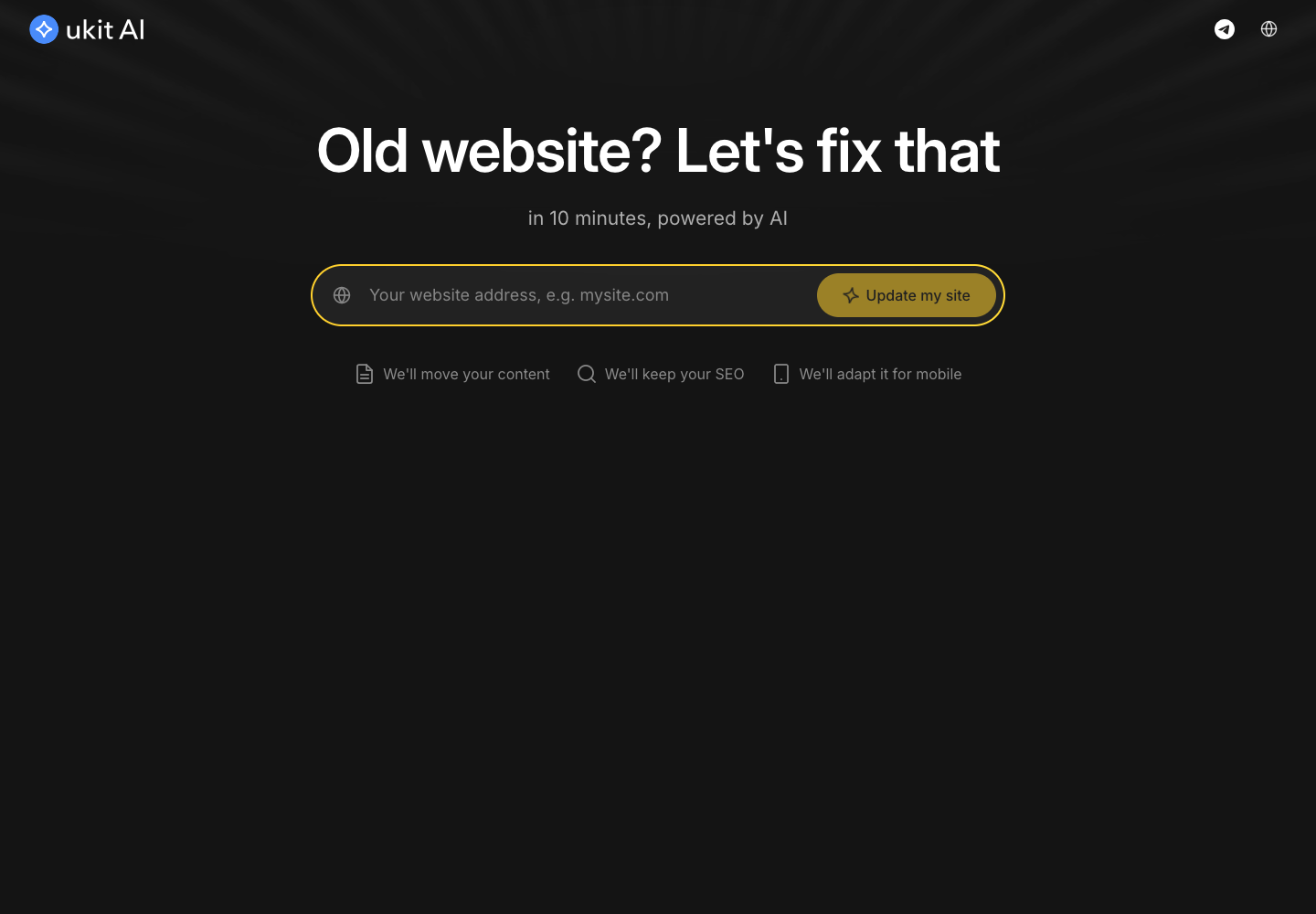 uKit AI website modernization page in English